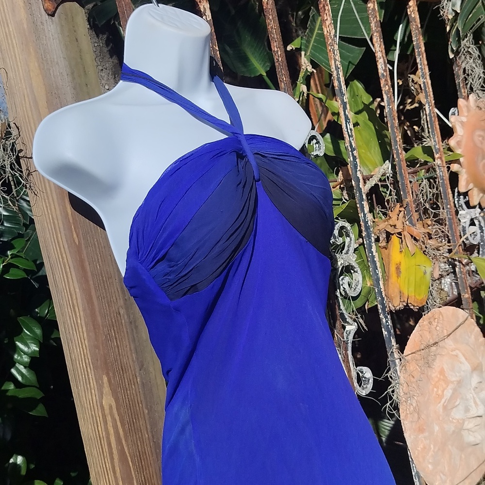 Cache '90s vintage, pre y2k blue ombre Grecian halter dress size 2 - Picture 3 of 7